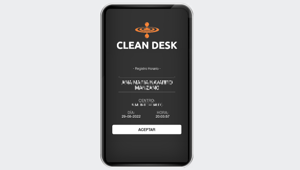 Pantalla de CLEAN DESK
