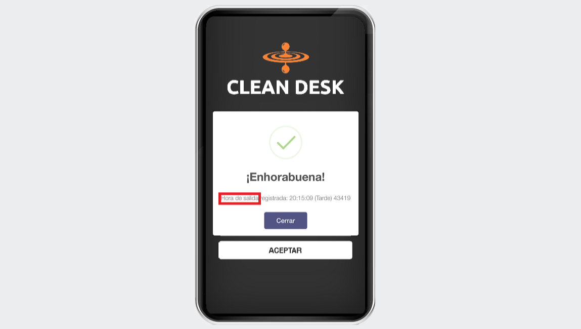 Pantalla de CLEAN DESK